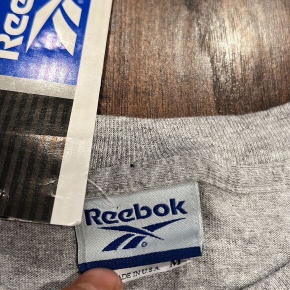 VTG 1996 Reebok Athletics size M big logo on back tee New with tags heather grey - Picture 7 of 10